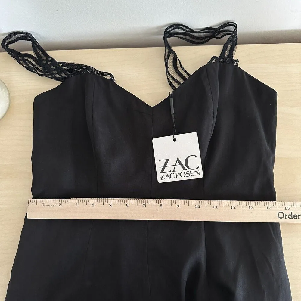 Zac Posen Jumpsuit Womens 0 Black Romper Sleeveless Sweetheart Pearl $590 NWT - Image 11