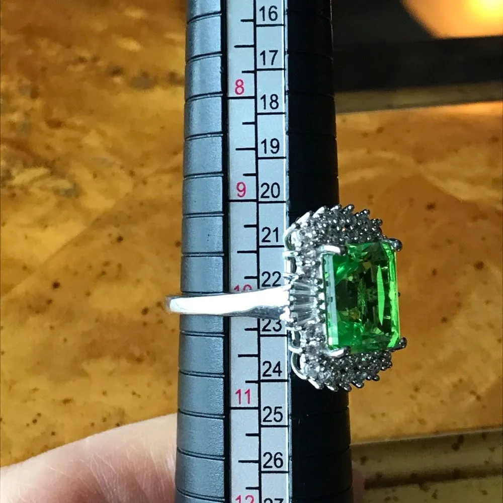 Green Triplet Quartz Sterling Silver Cocktail Ring Size 10 - Image 4