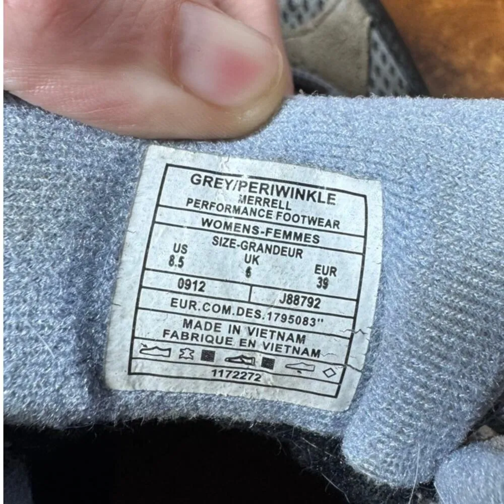 Merrell Boot Women 8.5 Gray Periwinkle Moab Ventilator Waterproof Hiking Boots - Image 5