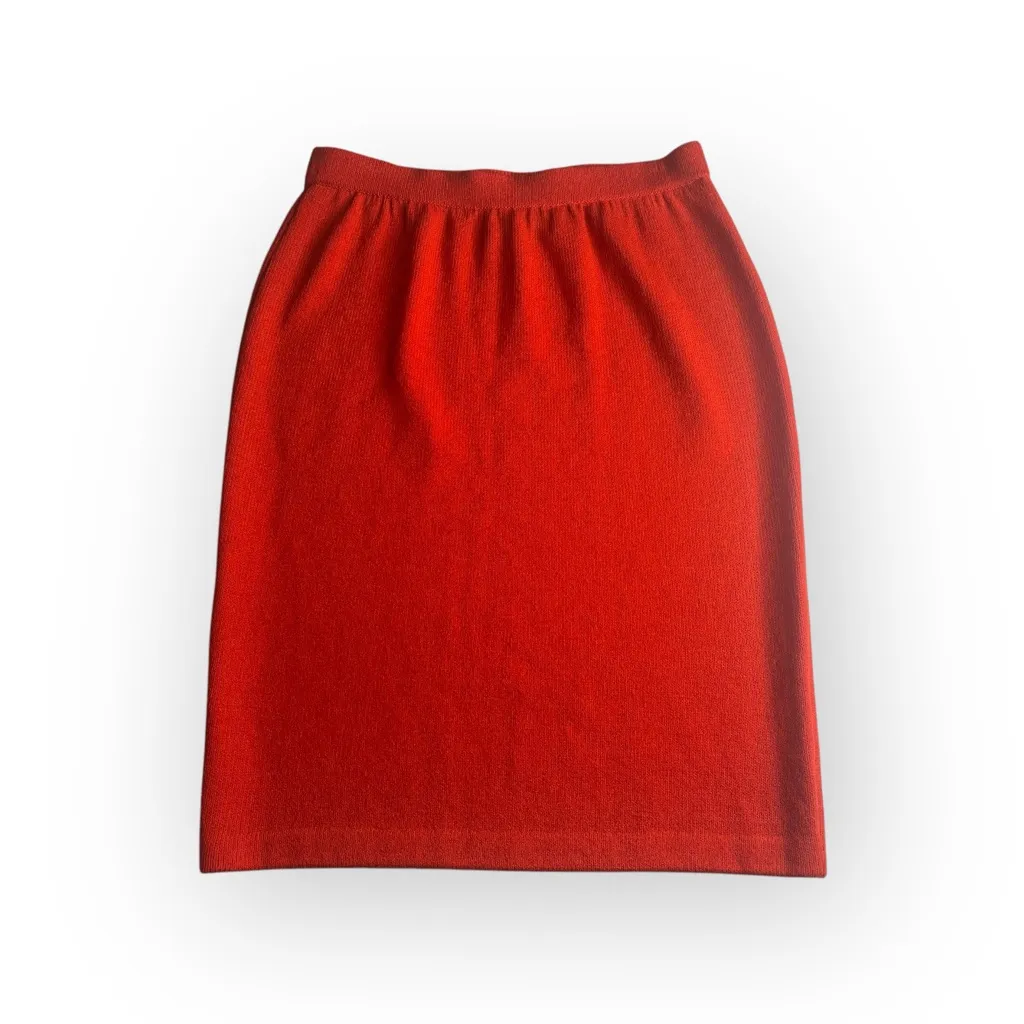 St John Collection ♔ By Marie Grey ♔ Santana Knit Skirt ♔ Rich Orange Red ♔ 6 - Image 5