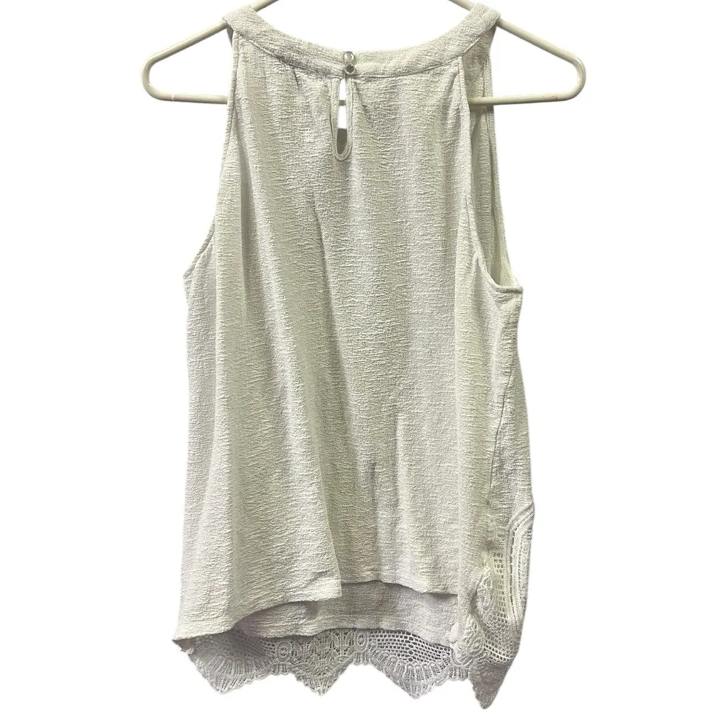 Adrianna Papell Cotton White Gauze Crochet Keyhole Back Sleeveless Blouse Sz XL - Image 10