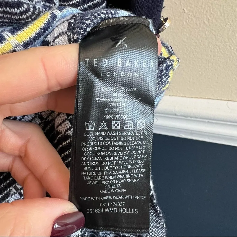 TED BAKER Holliis Chevron Sweater Knit Collared Polo Midi Dress - Image 13