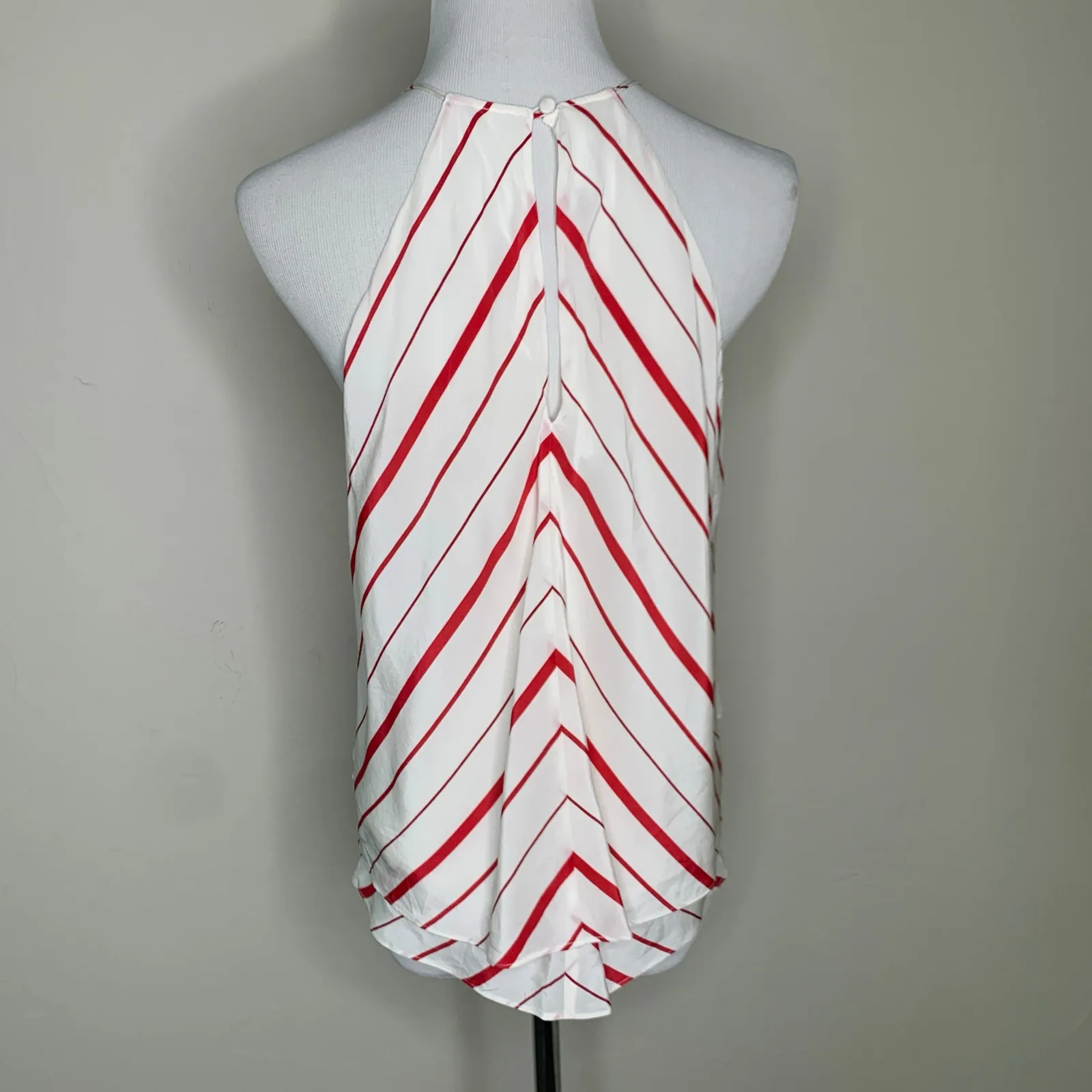 Intermix Red White Stripe Silk Halter Neck Top Sz Medium Camisole - Image 3