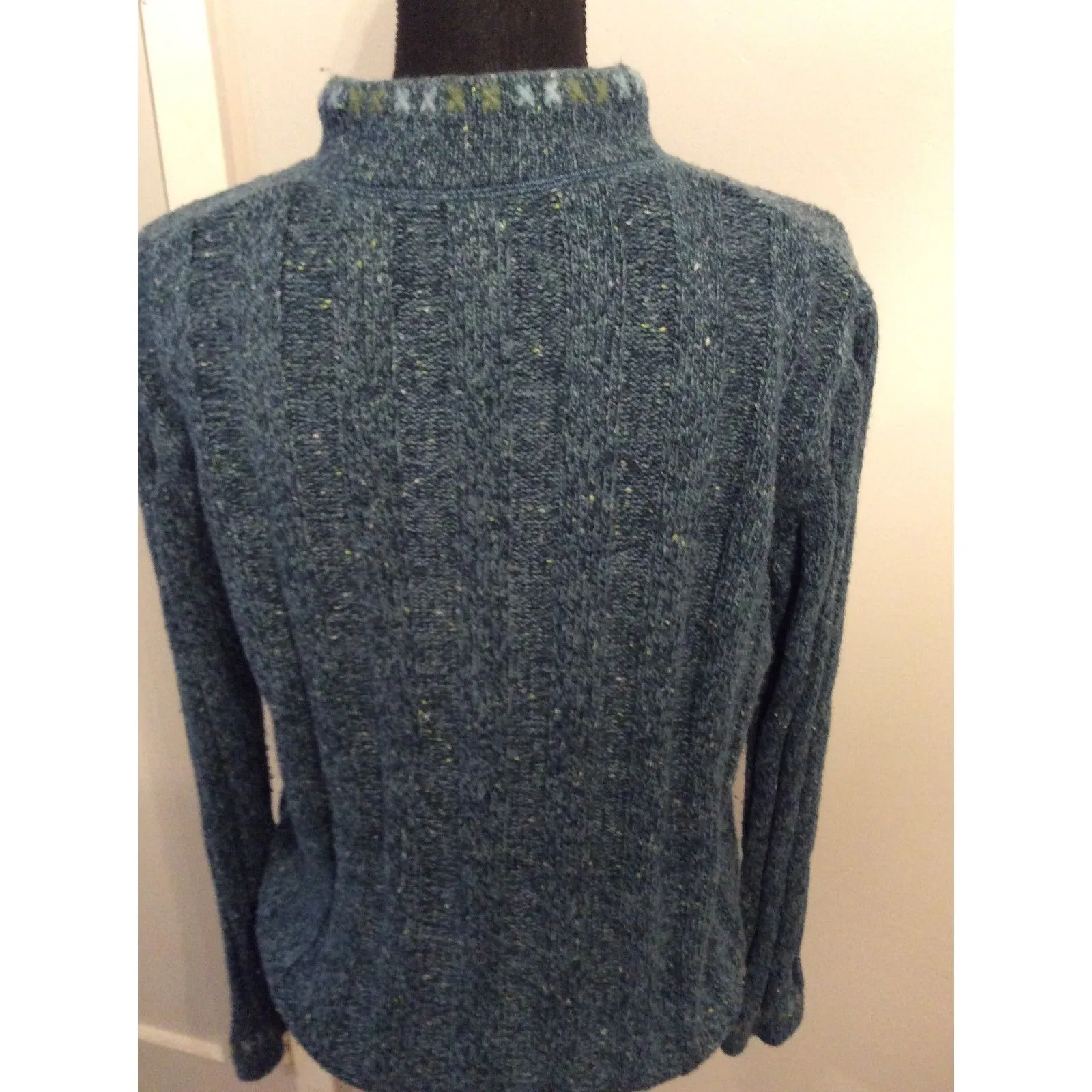 Vintage Woolrich Wool Blend 1/4 Zip Sweater Medium Women's Peacock Heather - Image 2