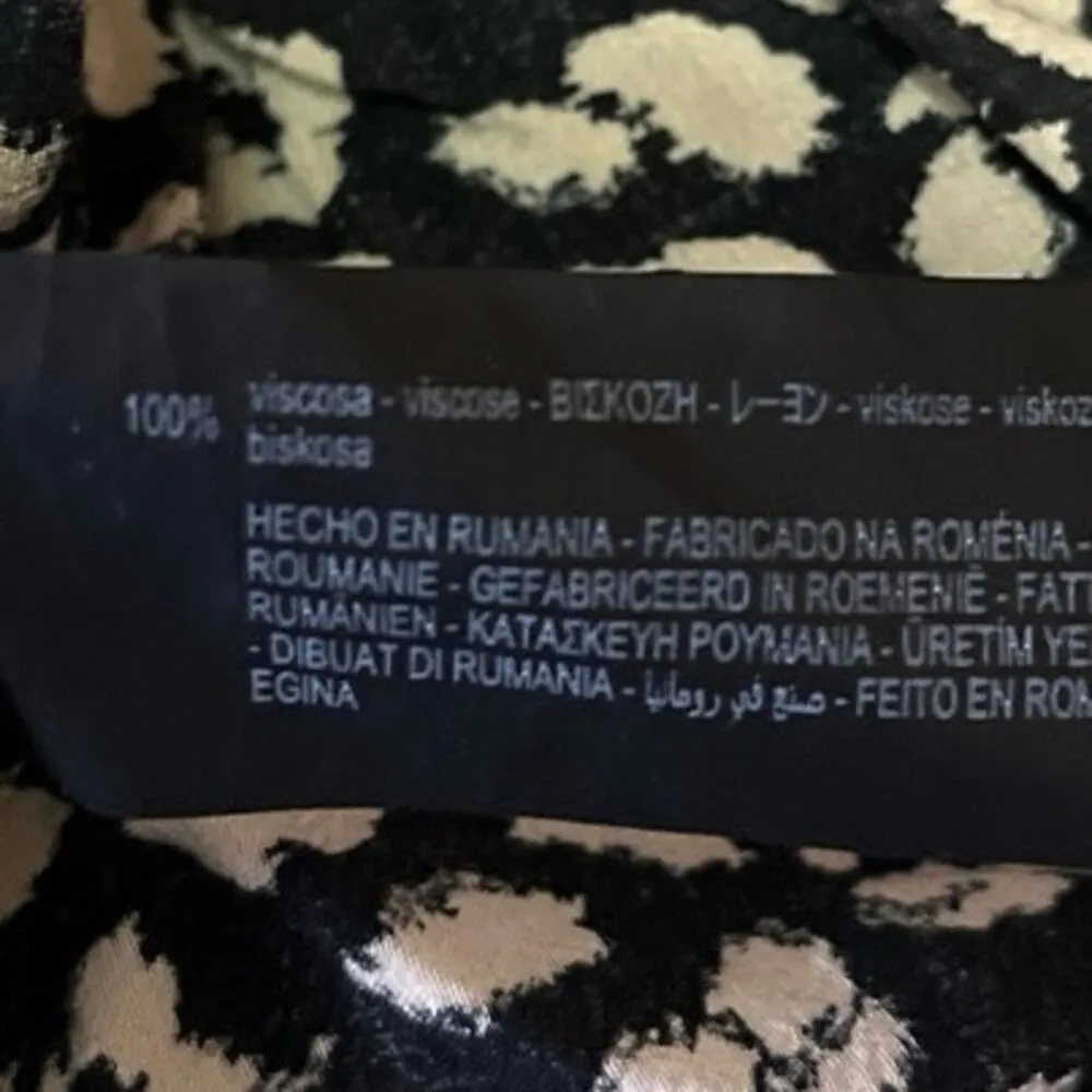 ZARA Black Cream Leopard Animal Print Long Sleeve Ruffle Mini A-line Dress XS - Image 8