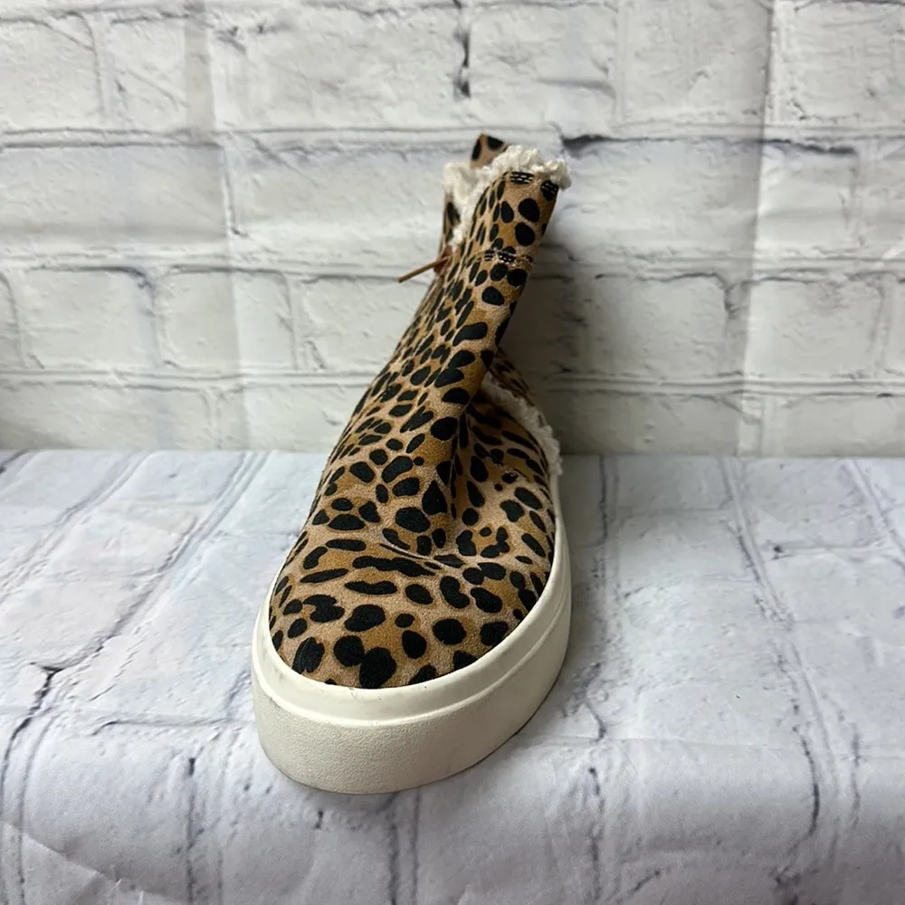 Sole society teagan leopard print leather faux shearling sneaker boot size 9.5m - Image 8