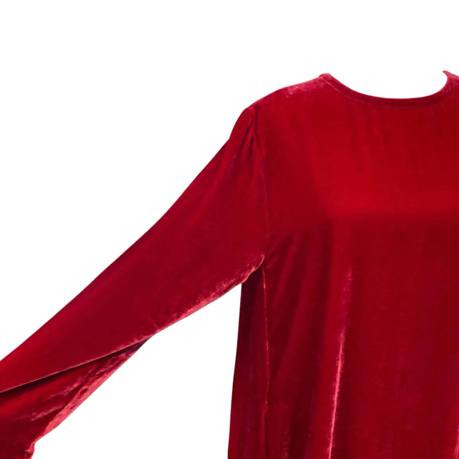 Eileen Fisher The System Ruby Red Silk Velvet Dress Womens Sz Small Knee Length - Image 9