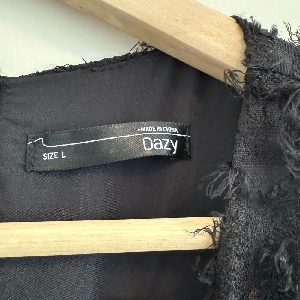 Dazy short sleeve mini dress charming round neck cozy women size L Black Size L - Image 3