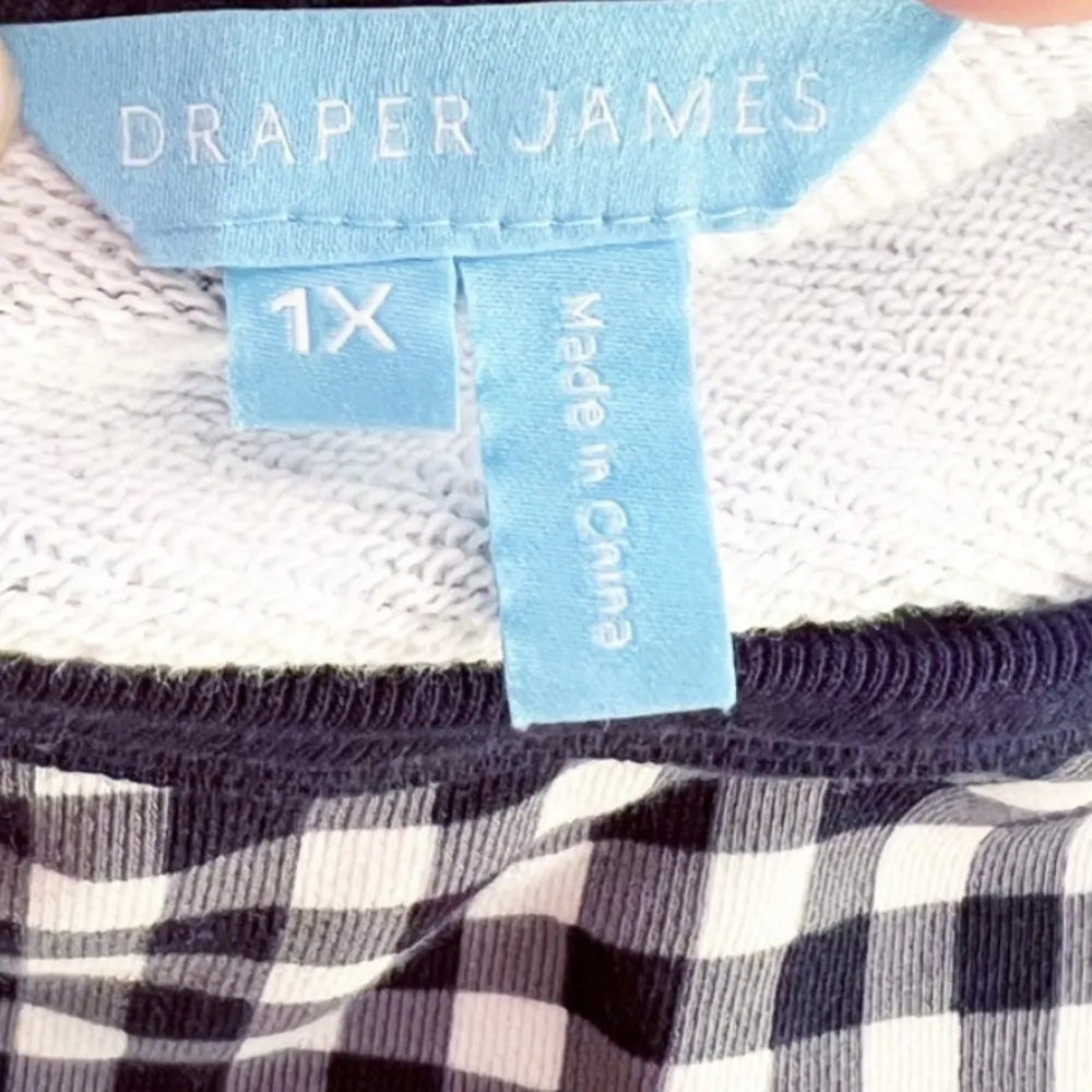 DRAPER JAMES NATALIE GINGHAM CHECK LONG SLEEVE ROUND NECK TOP SWEATSHIRT 1X - Image 6