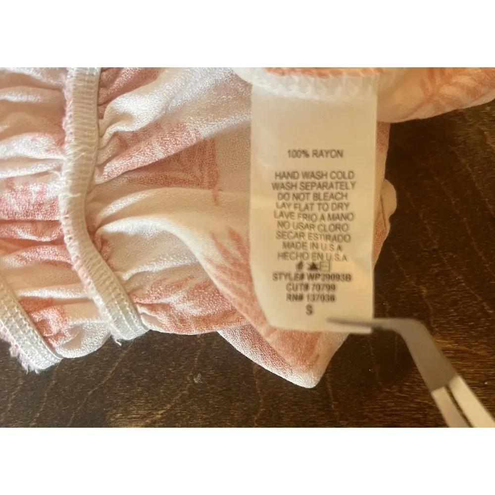 Lazy Sundays Anthropologie Feathers ‎ Pink Cream Adjustable Straps Smock Top S - Image 8