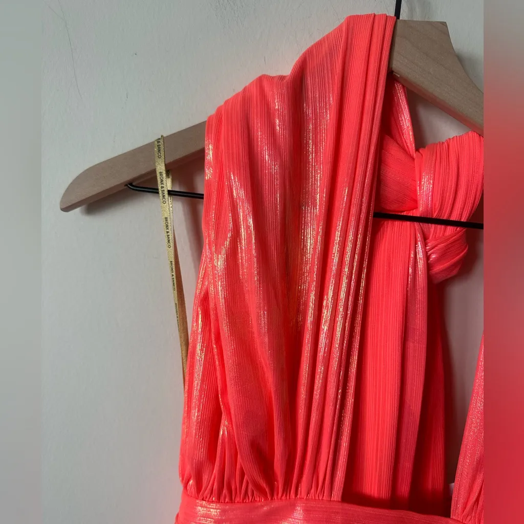 NWT Bronx and Banco Florence Halterneck Metallic Coral Gown Small Prom Wedding - Image 6