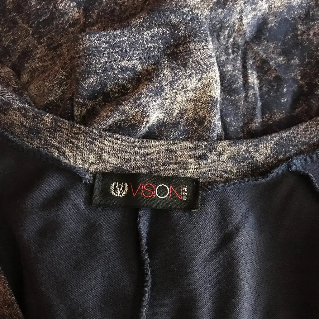 Blue Splatter Print Asymmetrical Jersey Tunic SMALL - Image 3