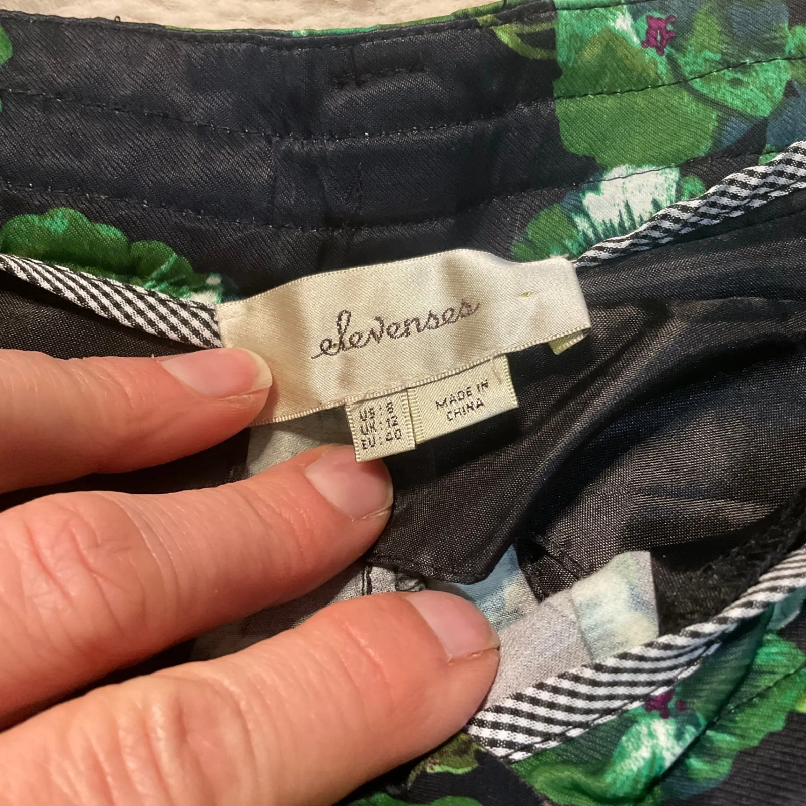 Elevenses Floral Pants Size 8 Green Navy Slacks Womens‎ Anthropologie Trousers - Image 4