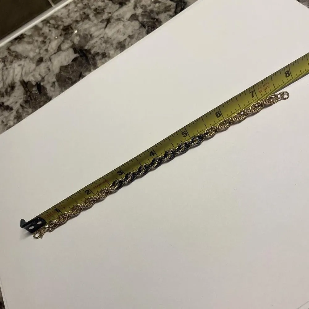 Signed Monet Costume Gold Tone / Black Chain Bracelet - Image 3