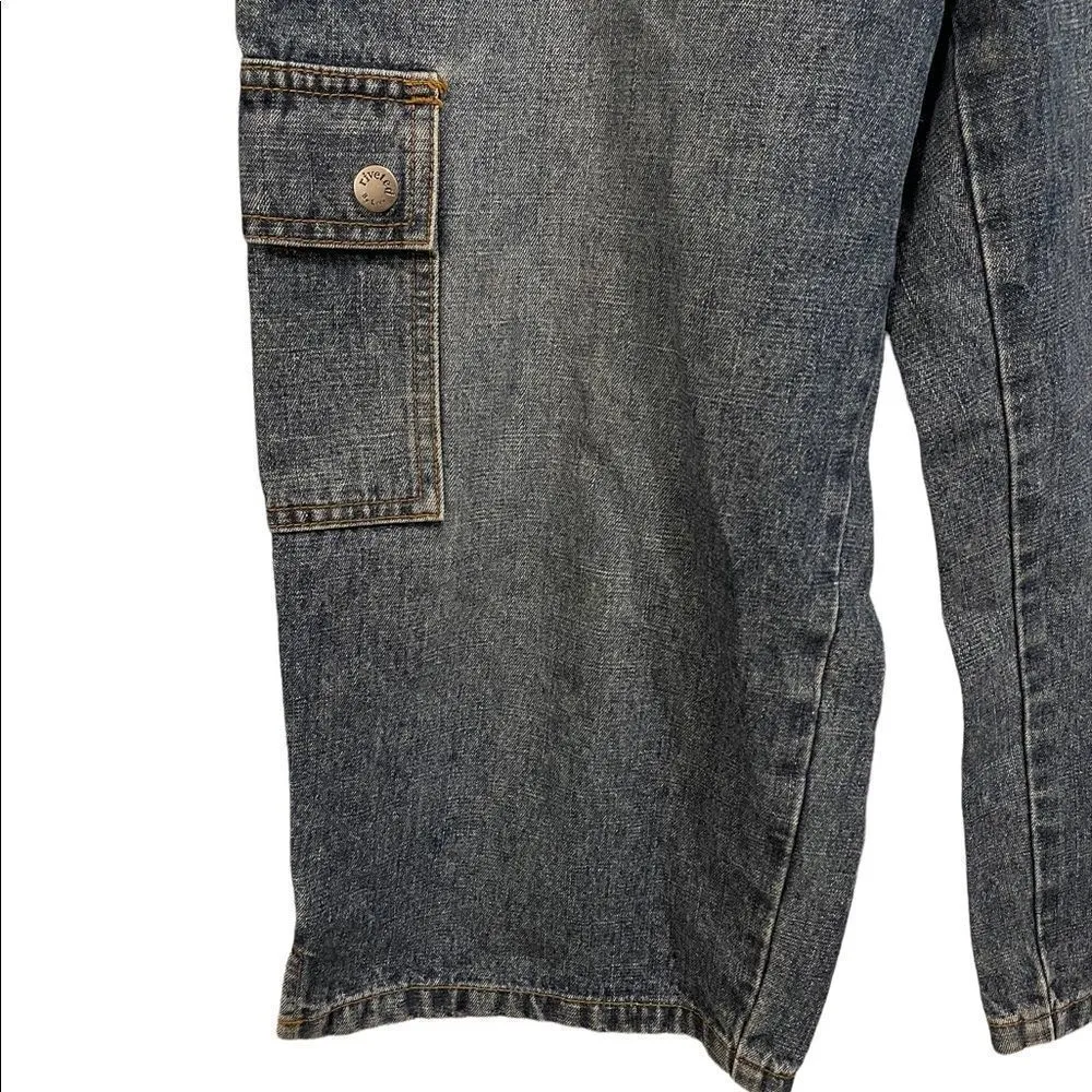 Riveted by Lee Medium Wash Denim Cargo Utility Carpenter Grunge Bermuda Shorts - Image 2