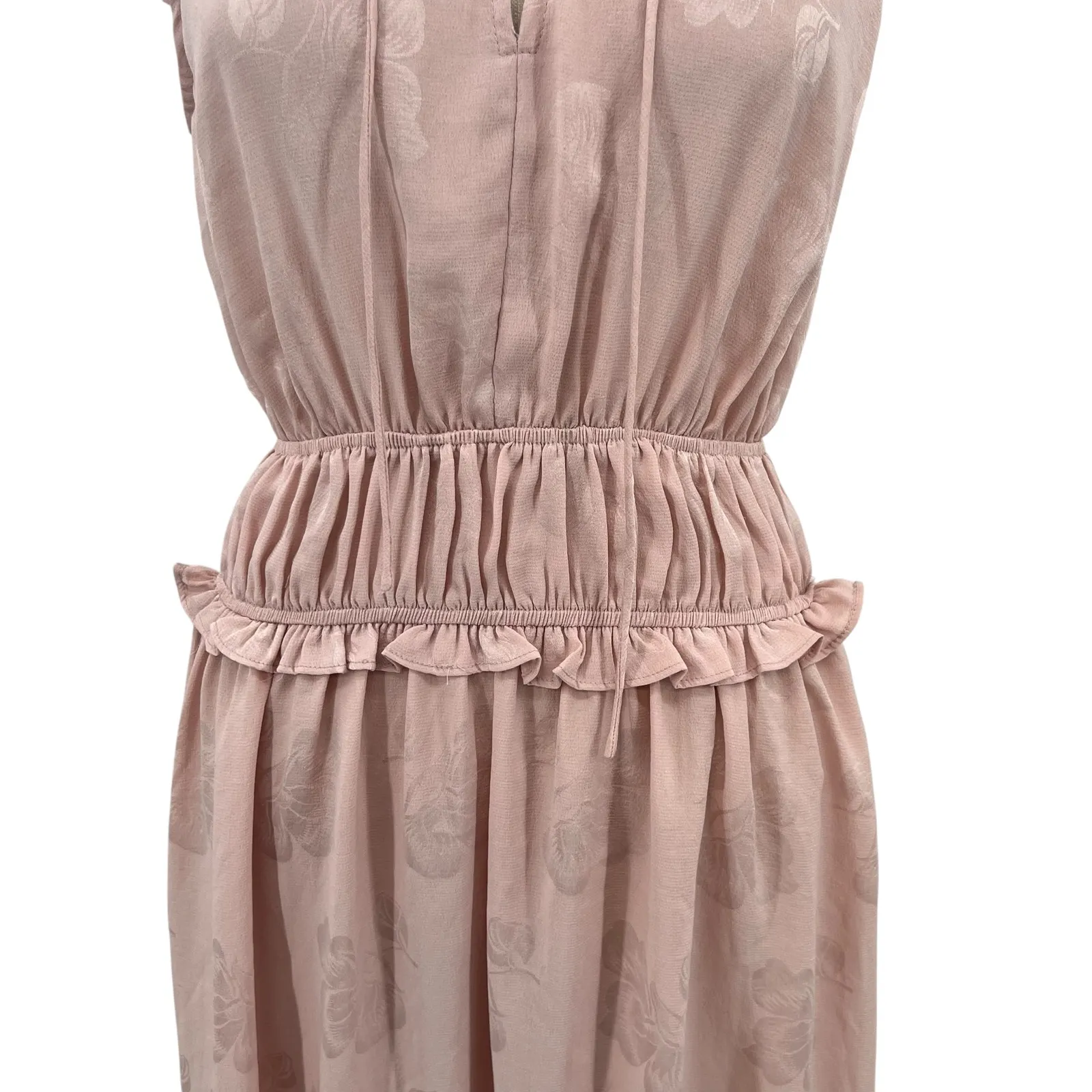 Current Air Rosette Dress Mid Length Smocked Waist‎ Floral Light Pink Size XS - Image 6