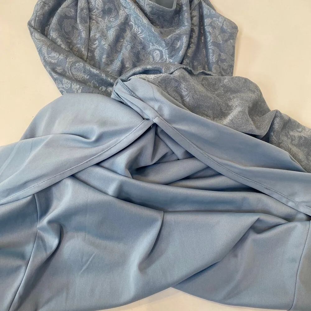 Jessica McClintock Gunne Sax Sleeveless Maxi Blue Silver Dress Vintage Sz Sm - Image 8