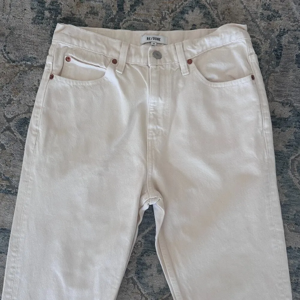 Re/Done Jeans Womens 29 Bootcut High Waist 70s Crop Boot Cream White Minimalist - Image 2