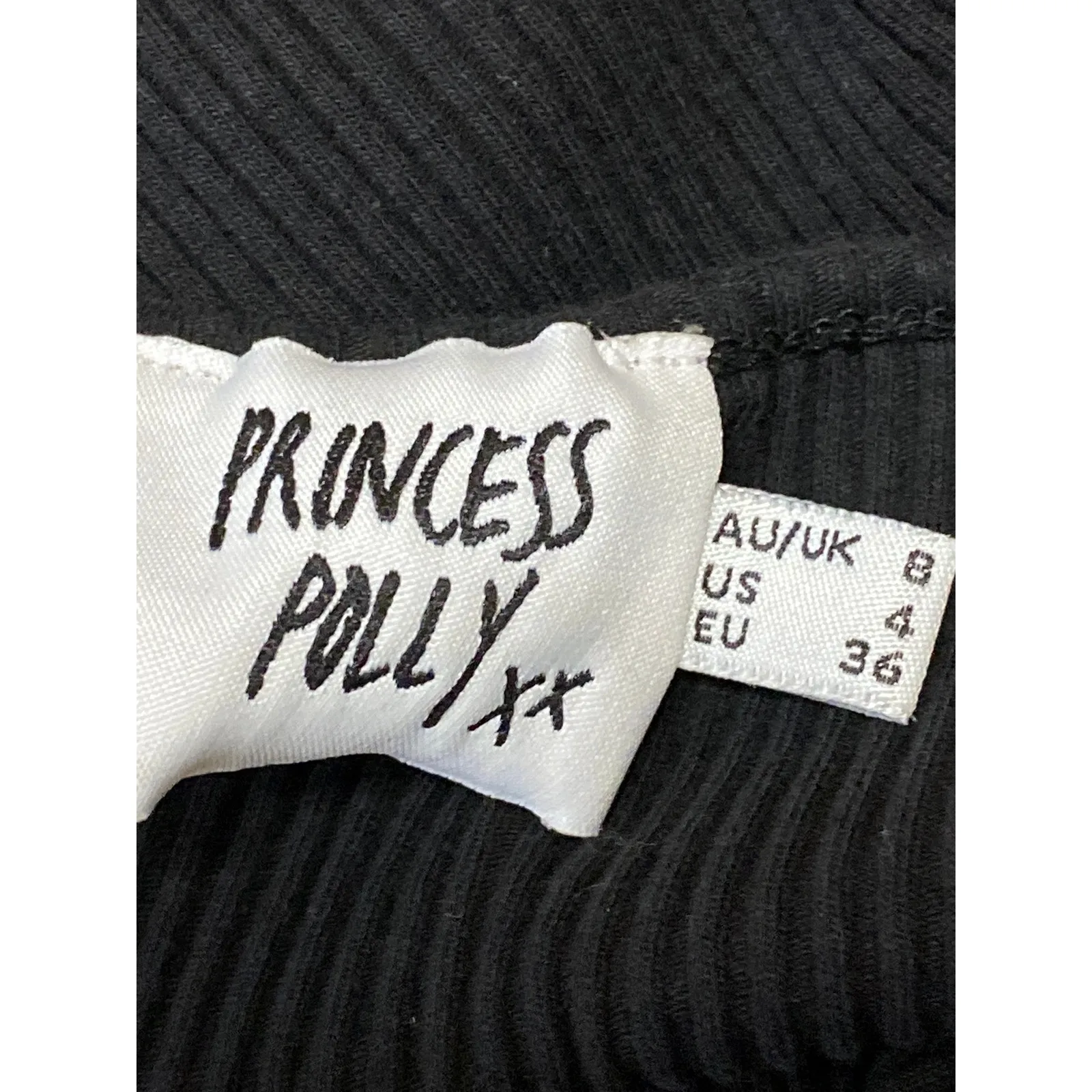 Princess Polly Black Ribbed Sleeveless Collared Halter Mini Bodycon Tank Dress 4 - Image 3