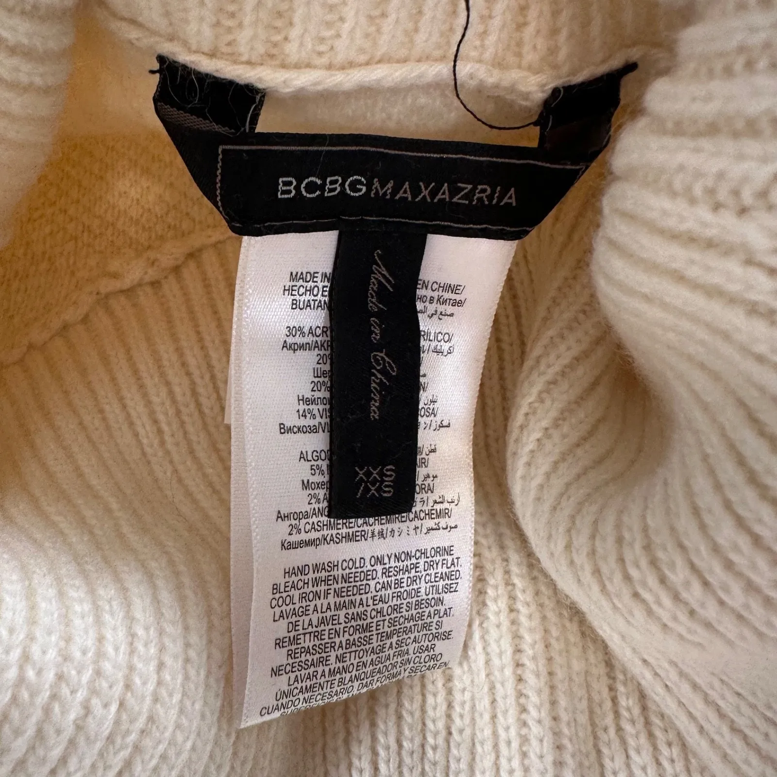 BCBG Max Azria Turtleneck Sleeveless Sweater Tank Top Women's XXS High Low Cream - Image 5