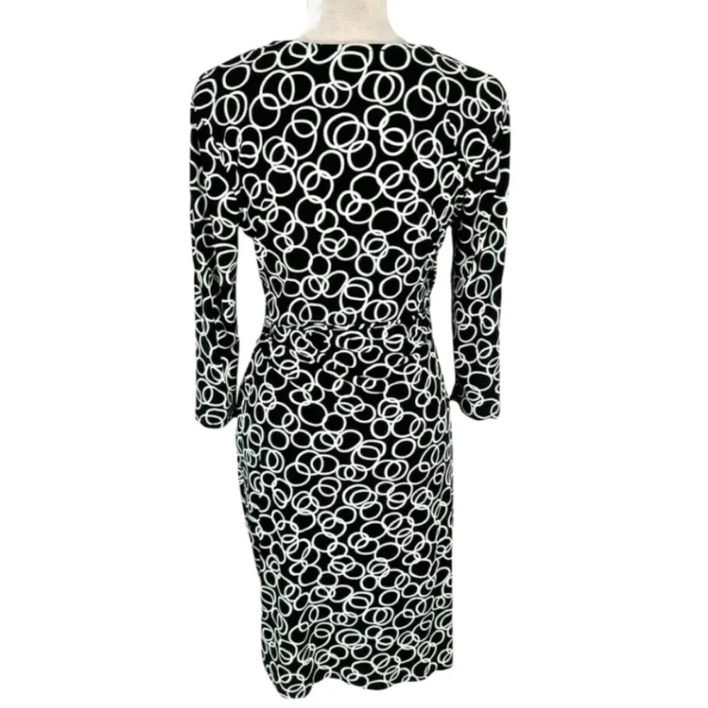 Faith, Love, Passion Black White Pattern Faux Wrap Dress Size Extra small - Image 2
