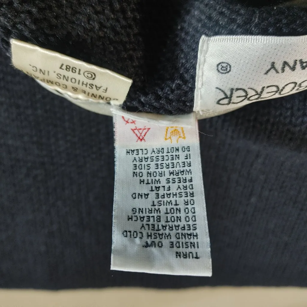 Bonnie Boerer Black Sweater Vintage 1987 Butterfly Appliqué Metallic Embroidery Size M - Image 6