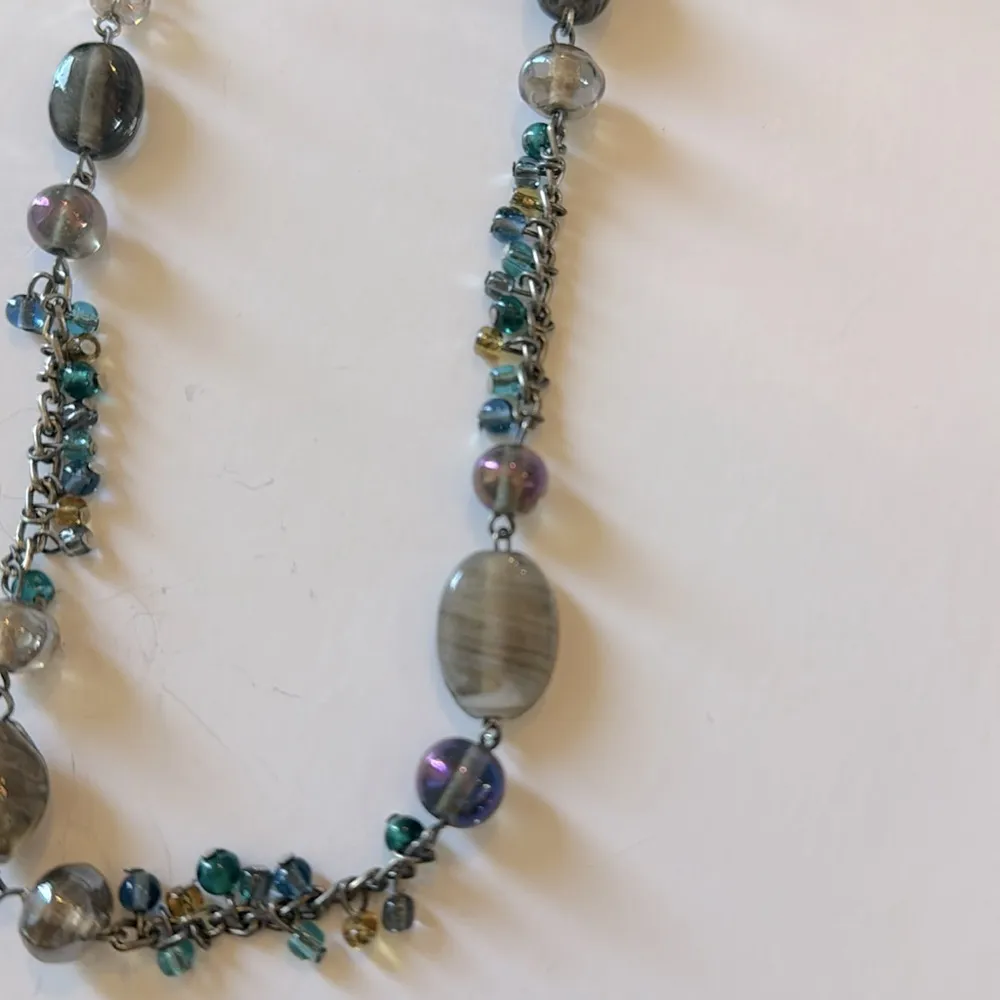 Multicolored Purple and Blue beaded necklace Bohemian Office Layering Piece - Image 5