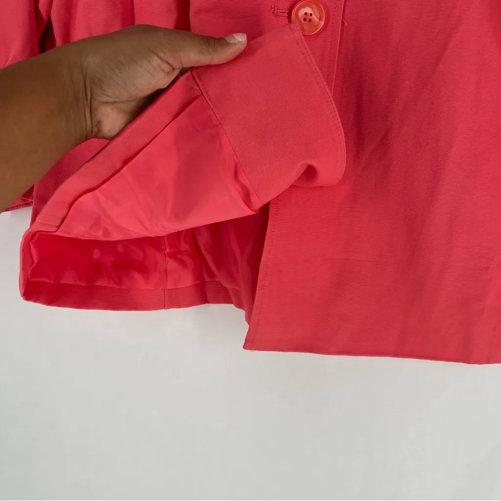 Du Jour Coral Pink Button Front Ruffle Trim Collarless Jacket 3/4 Sleeves NWOT M Size M - Image 7