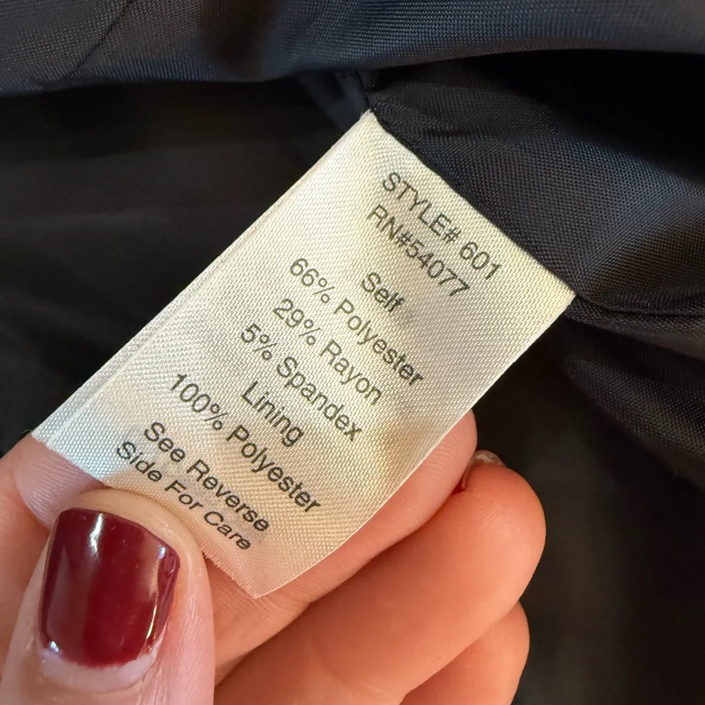 CAbi Black Pinstripe Ruched Button Down Blazer 6 Work Business - Image 6