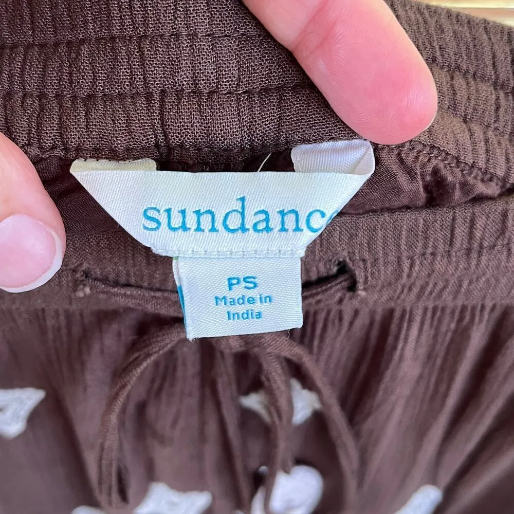 Sundance Women's Brown And White Printed Cropped Pull On Pants Size PS - Image 6