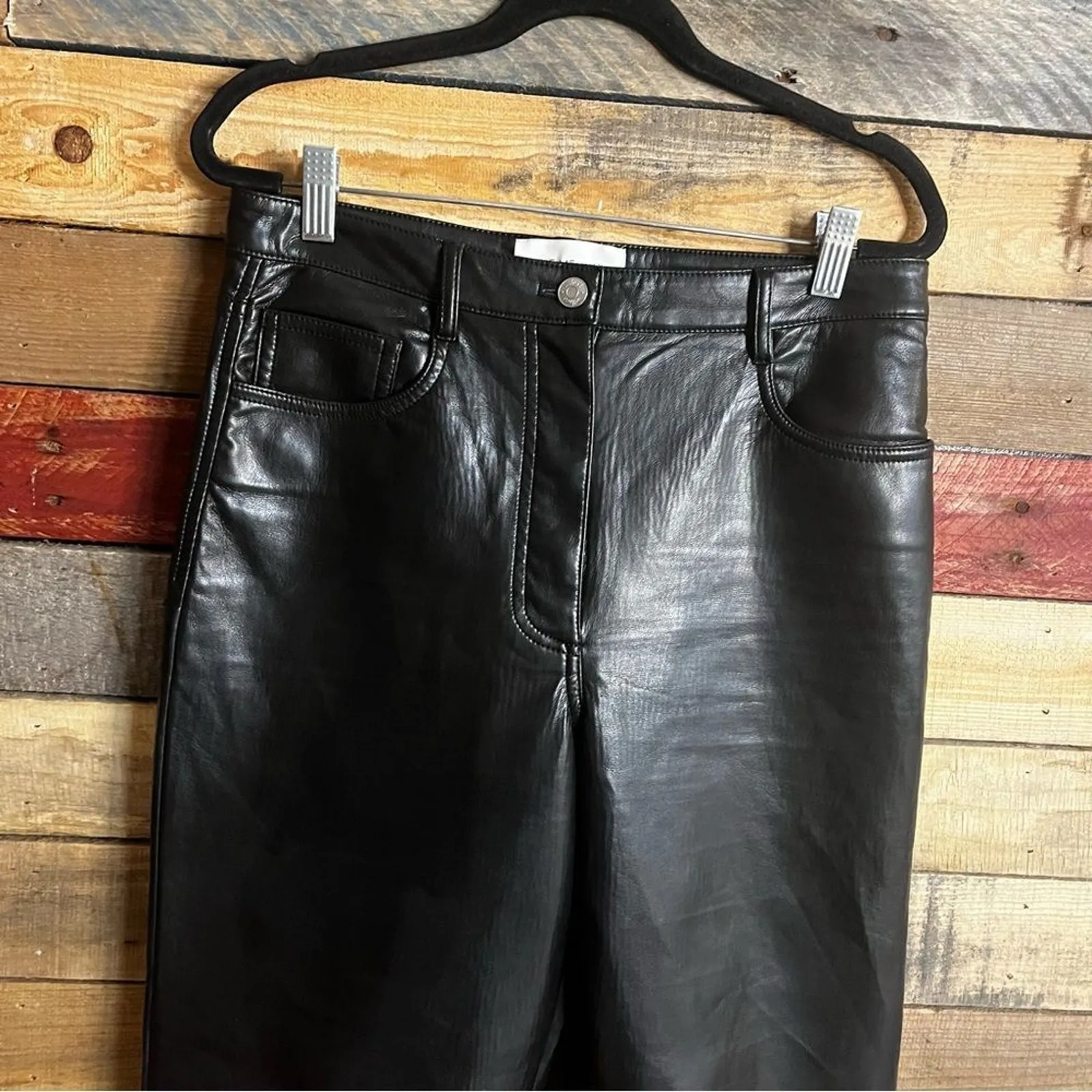 Aritzia‎ Wilfred The Melina Pant Black Vegan Leather Pants Size 8 - Image 4
