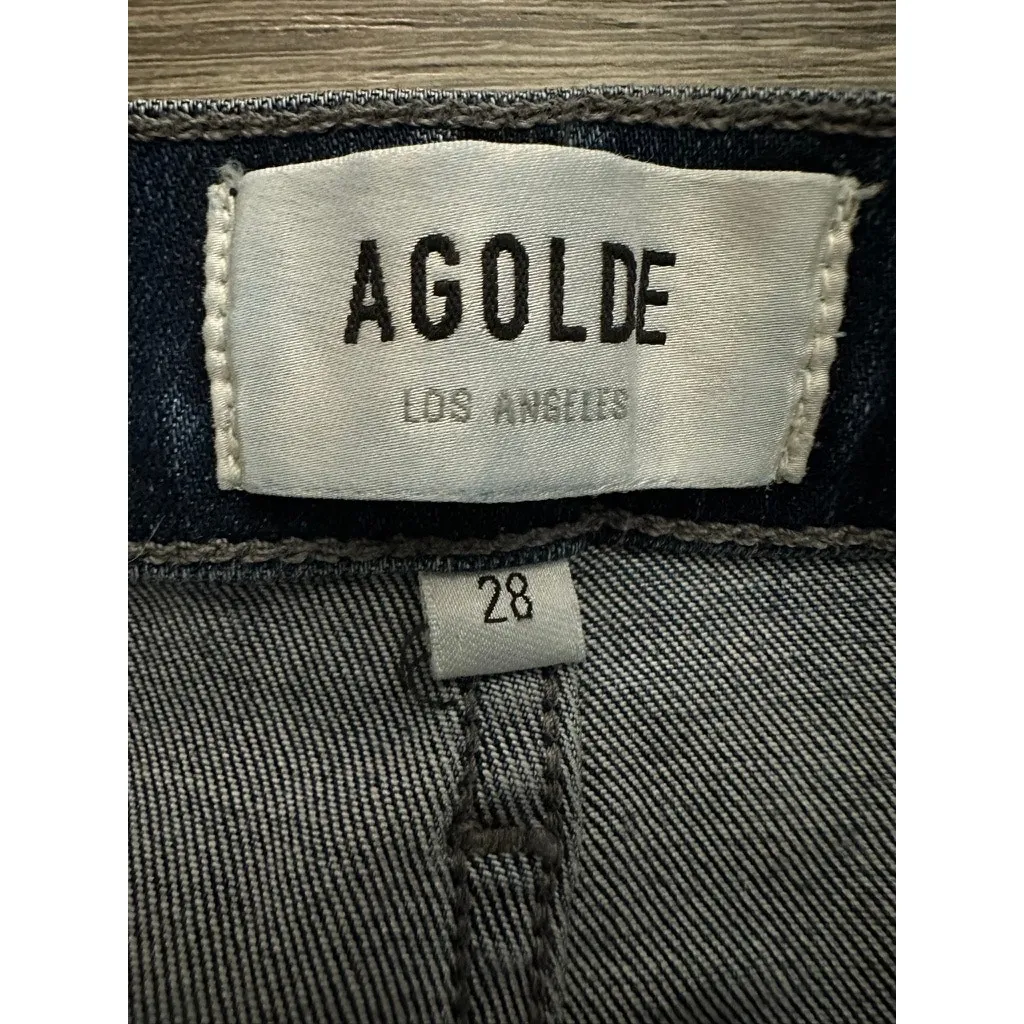 Agolde Sophie High Rise Raw Hem Blue Jeans Crop Skinny Stretch size 28 - Image 5
