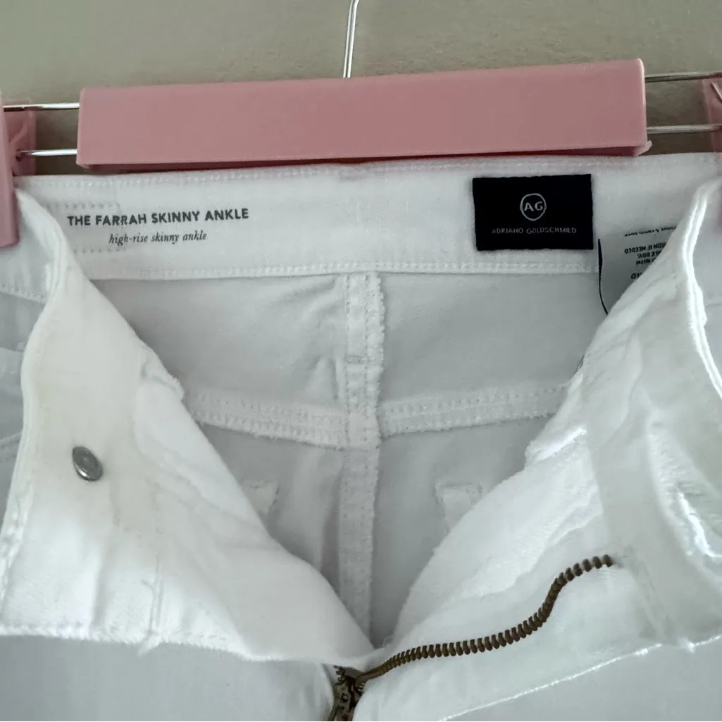 Adriano Goldschmied White Cropped Skinny Jeans Sz 26R - Image 4