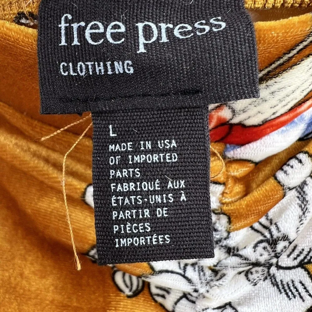 Free Press Orange Floral Ruched Front Skirt Large New - Image 3