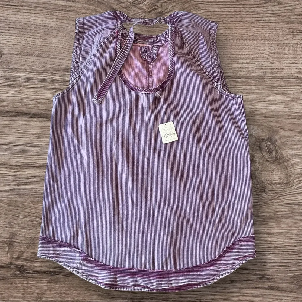 #115 NWT Free People Madison Railroad Stripe Tunic in Red Alert Overdrive - Image 7