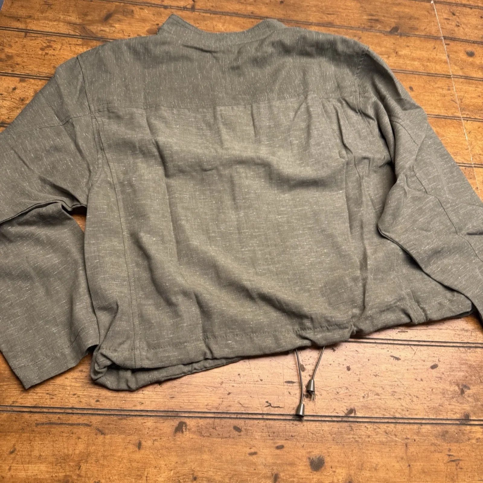 Max Studio Linen-Blend Jacket Women's Large New With Tags ($148‎ Retail) Olive - Image 8