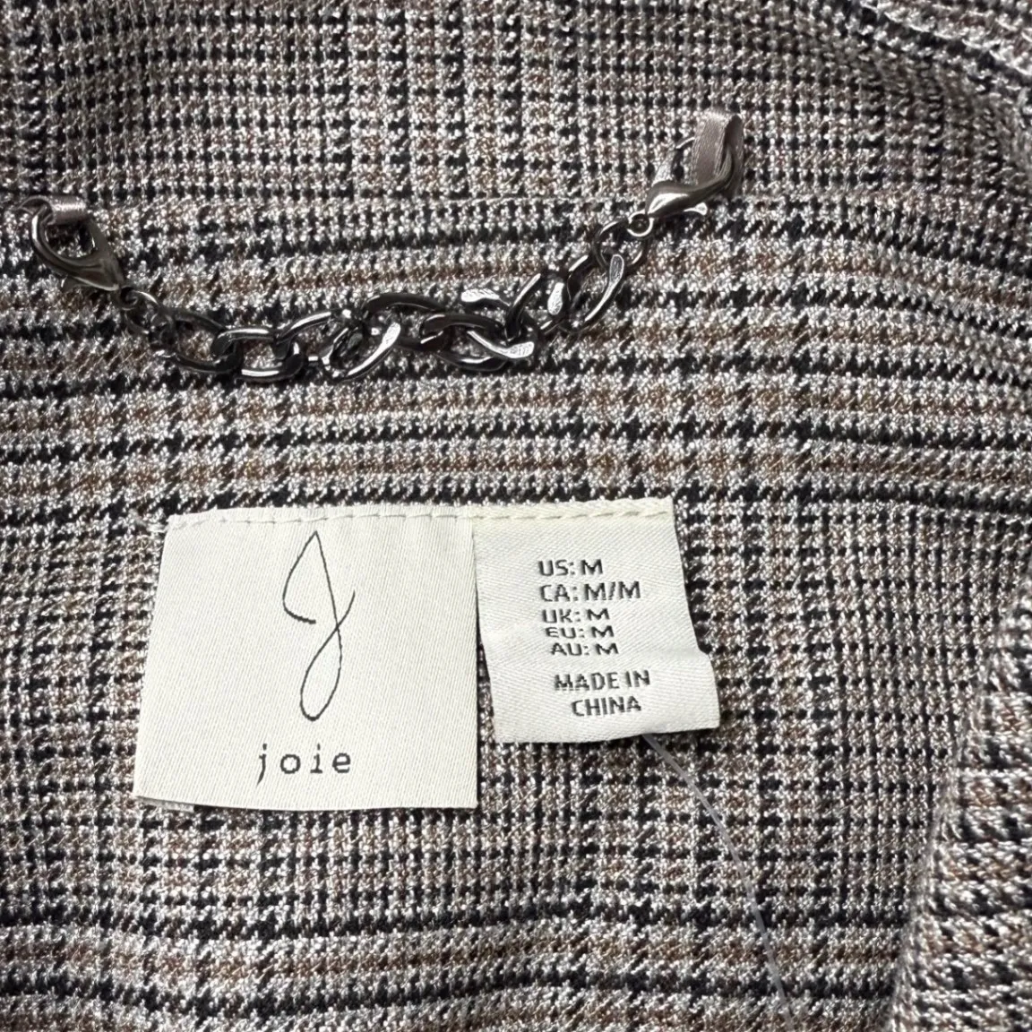 Joie Plaid Blazer Jacket Women's Medium Grey Black Brown Button Front Pockets - Image 6
