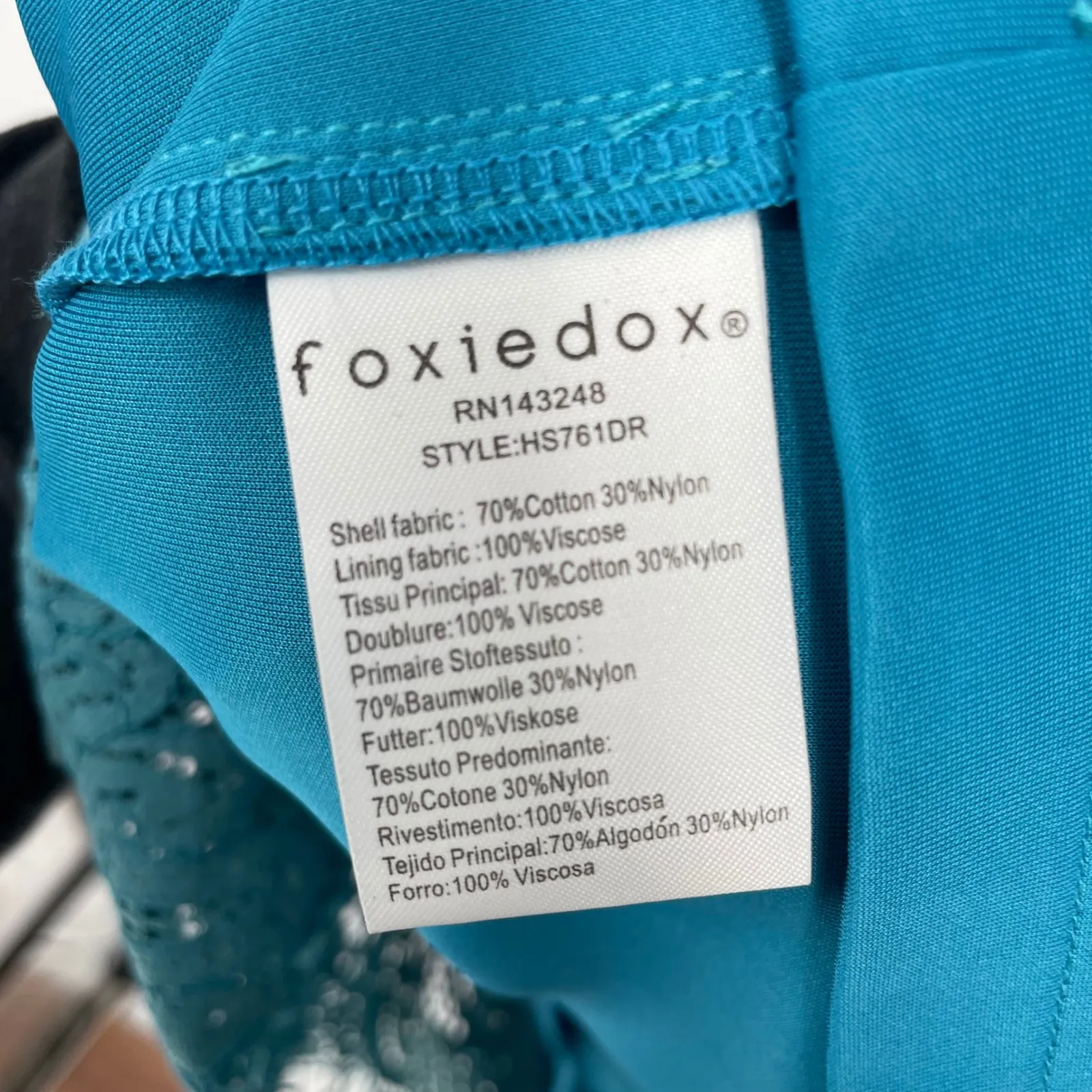 Foxiedox Teal Navy Lace Fit Flare Dress Size S - Image 4