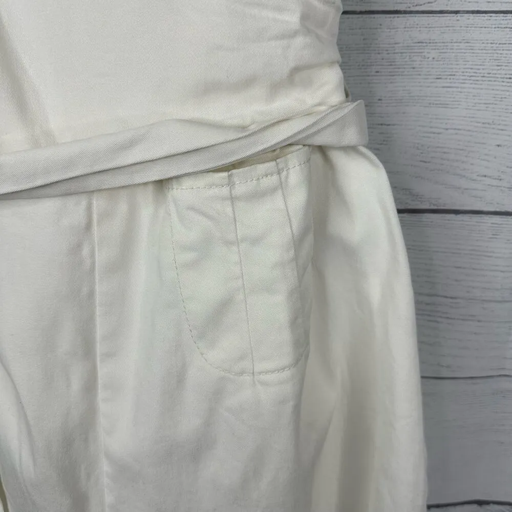 Chino Anthropologie Womens 6 Sleeveless Wrap Cropped Wide Leg Jumpsuit White - Image 5