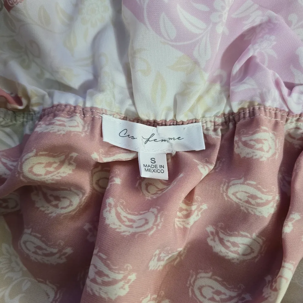 Ces Femme Pastel Patchwork Ruffle Bodicece Strapless Maxi Dress Size Small Pink - Image 6