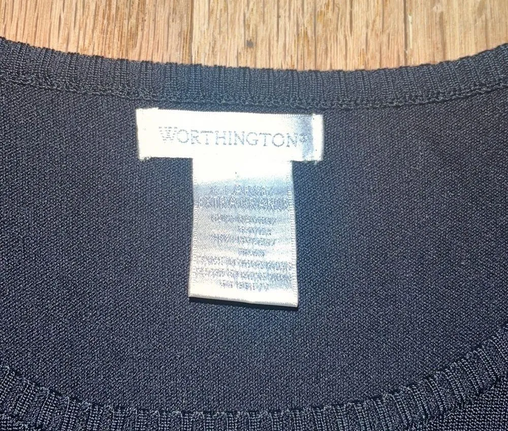 WORTHINGTON | Black Rayon/Nylon Comfy Tie-Front Top | Size XL - Image 2