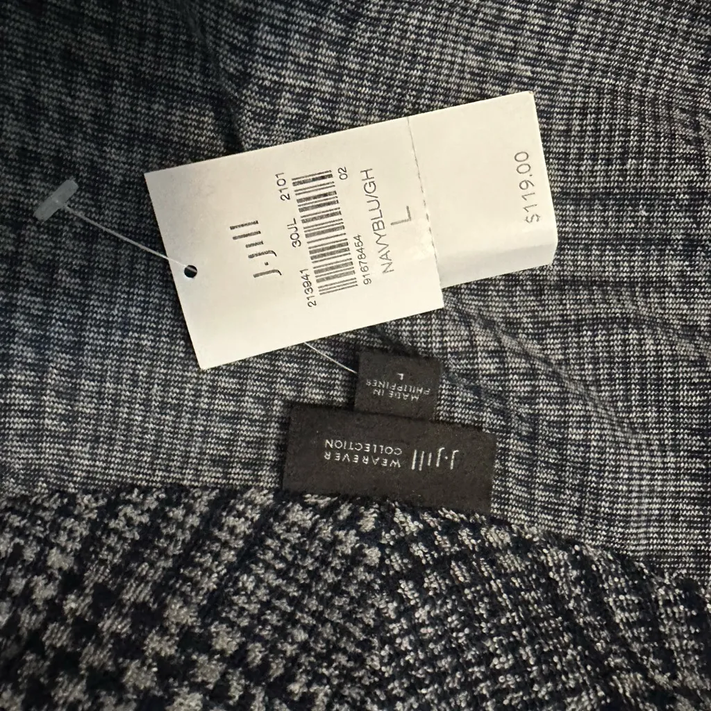 NWT J. Jill Houndstooth Print Open Front Blazer Size L Blue Size L - Image 5