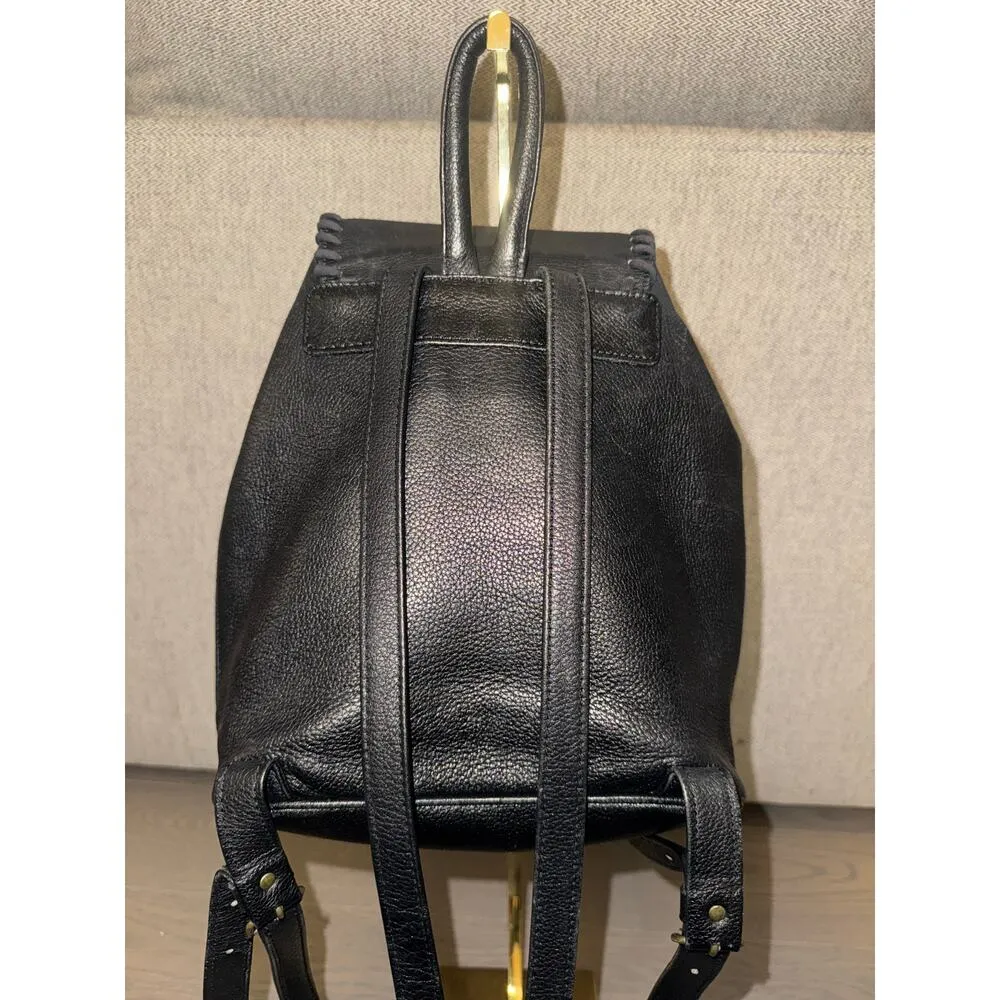 YSL Yves Saint Laurent Black Whipstitch Leather Flap Backpack Designer Luxury - Image 3