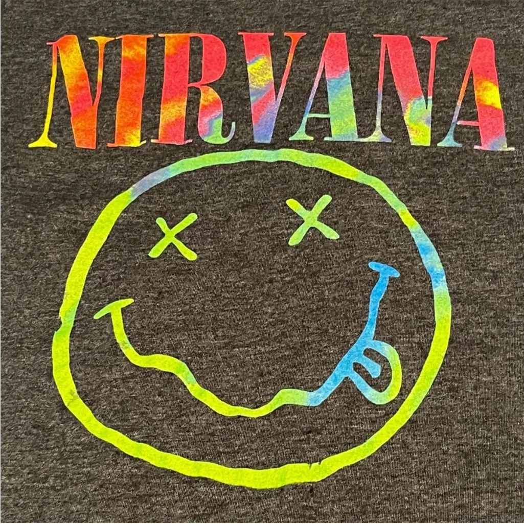 Nirvana Womens Size Small Grey Gray Short Sleeve Shirt Kurt Cobain Grunge 90s‎ - Image 3