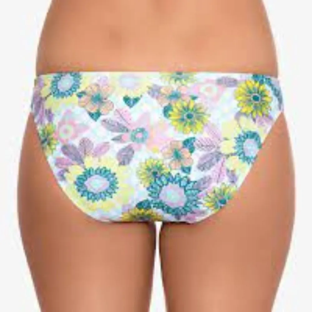 Salt + Cove Hipster Swim Bikini Bottom Blue Floral Cut Outs Medium NWT - Image 3