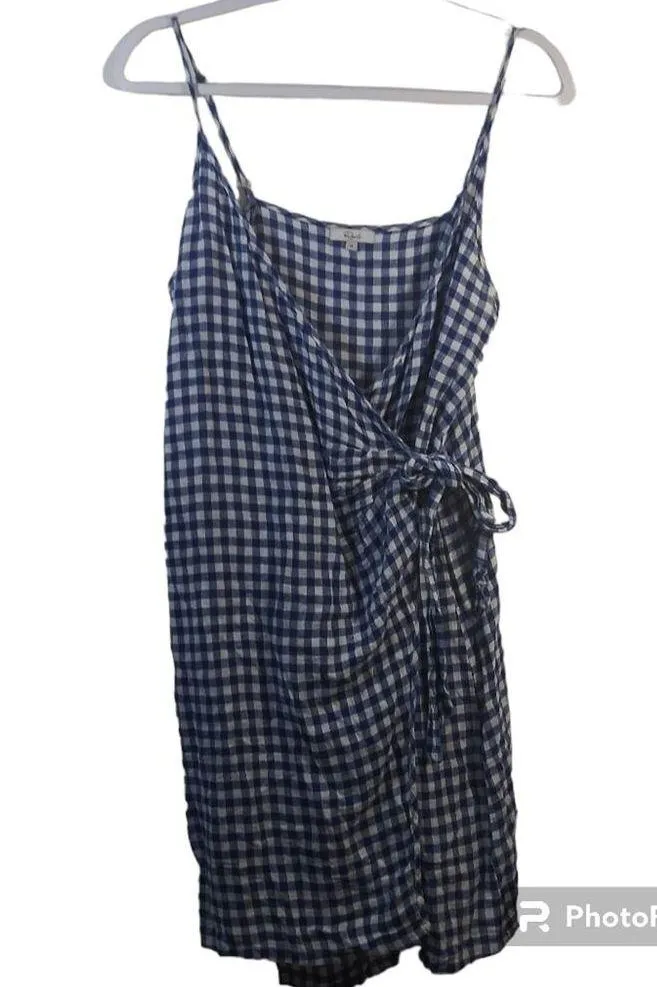 Rails Blue Gingham Malia Dress Wrap Style Size M - Image 2