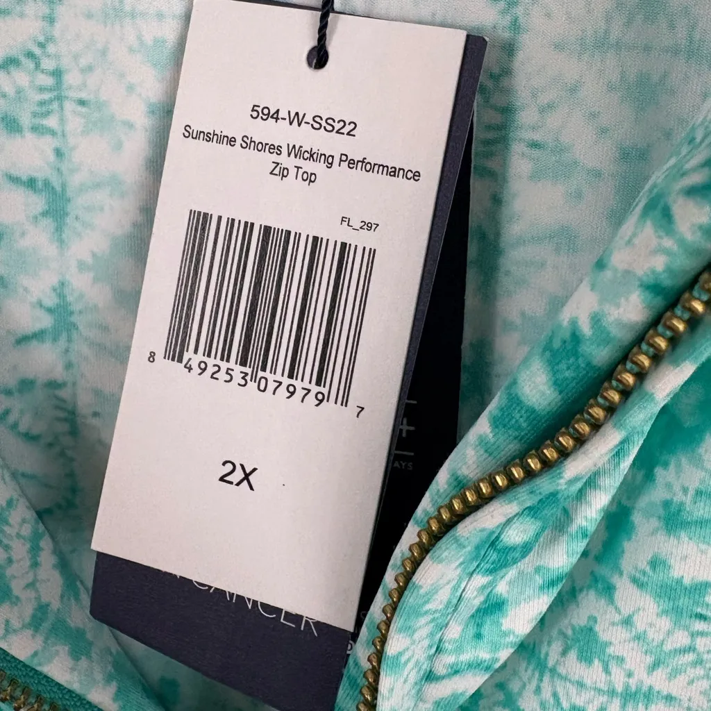 NWT Cabana Life Sunshine Shores Wicking Performance Blue Zip Top Size 2X UPF50+ - Image 6