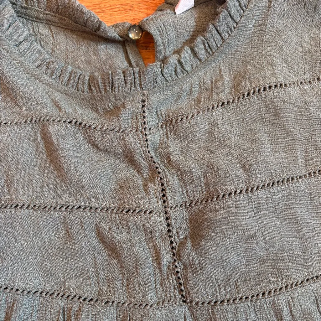 Nanette Lepore Sage Green Flowy Blouse Puff Sleeve Boho Cottagecore Top - Image 2