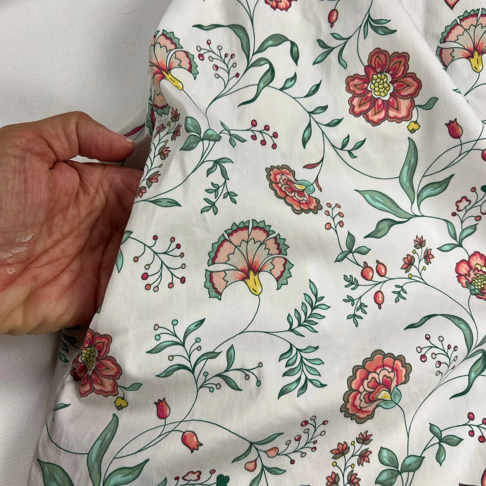 LAKE Hammock Shirt Dress Garden Vines Shirred Yoke Notch Neck 3/4 Sleeve Size M White Size M - Image 12