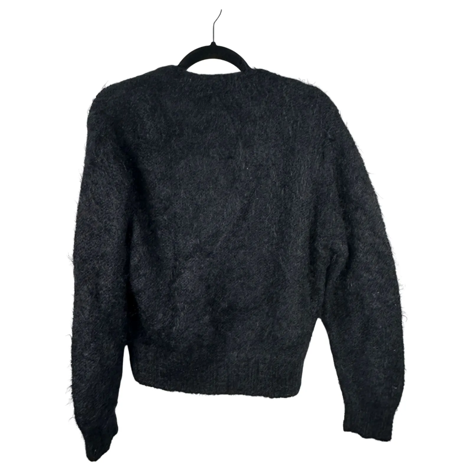 United Colors of Benetton Italy Vintage Black Mohair Cardigan IT 46 US 10 - Image 4
